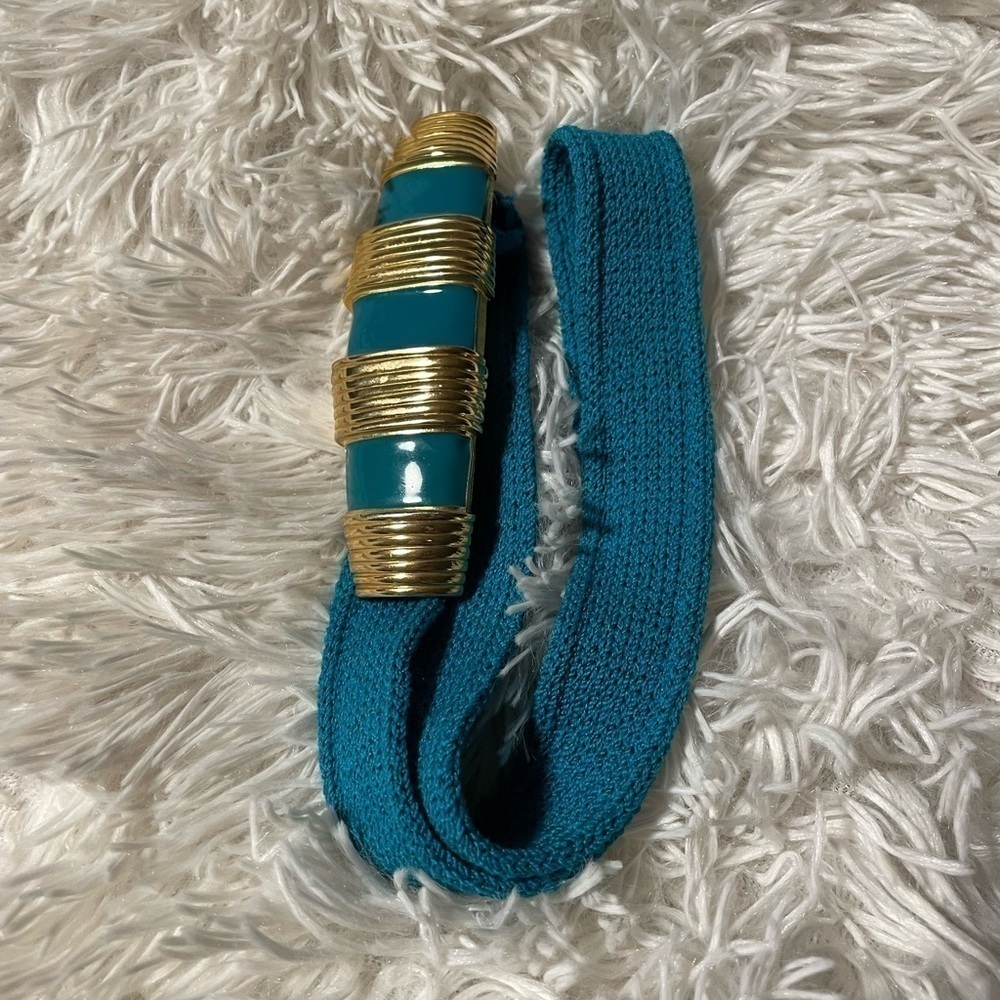 VTG Teal Gold Ring Fabric Belt